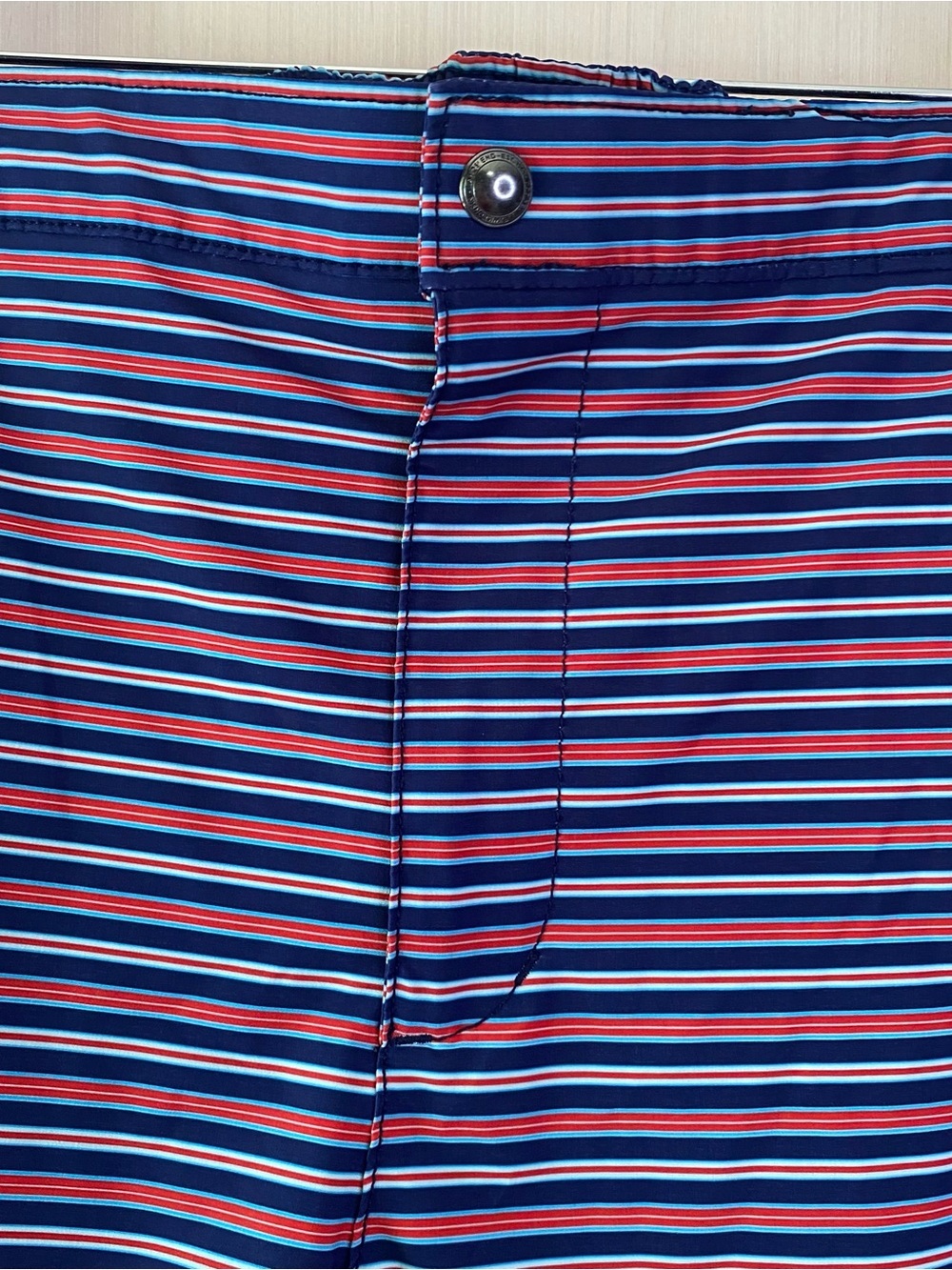 Lands End Men’s Striped Swim Shorts Red White Blue Lined 7” Inseam XL (40-42) - Picture 3 of 11